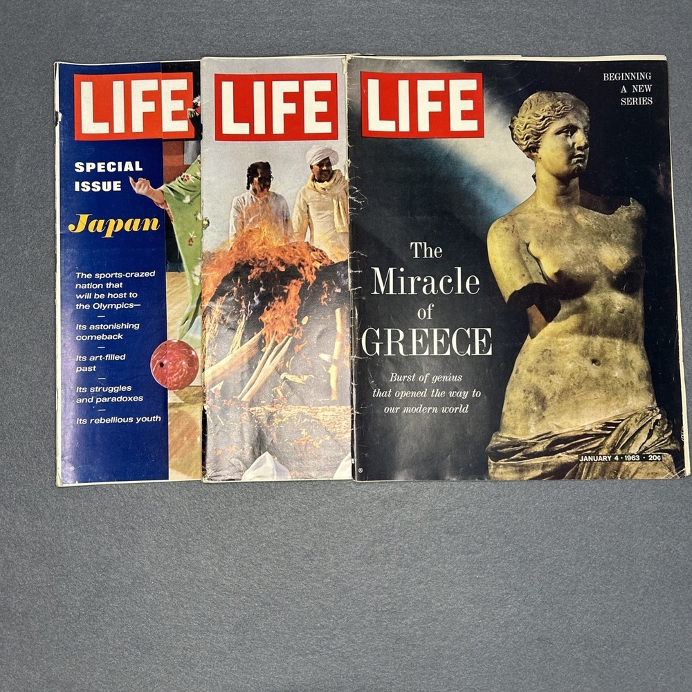 Vintage LIFE Magazine Lot 1963-64 Ads Ephemera Fashion History for Journals